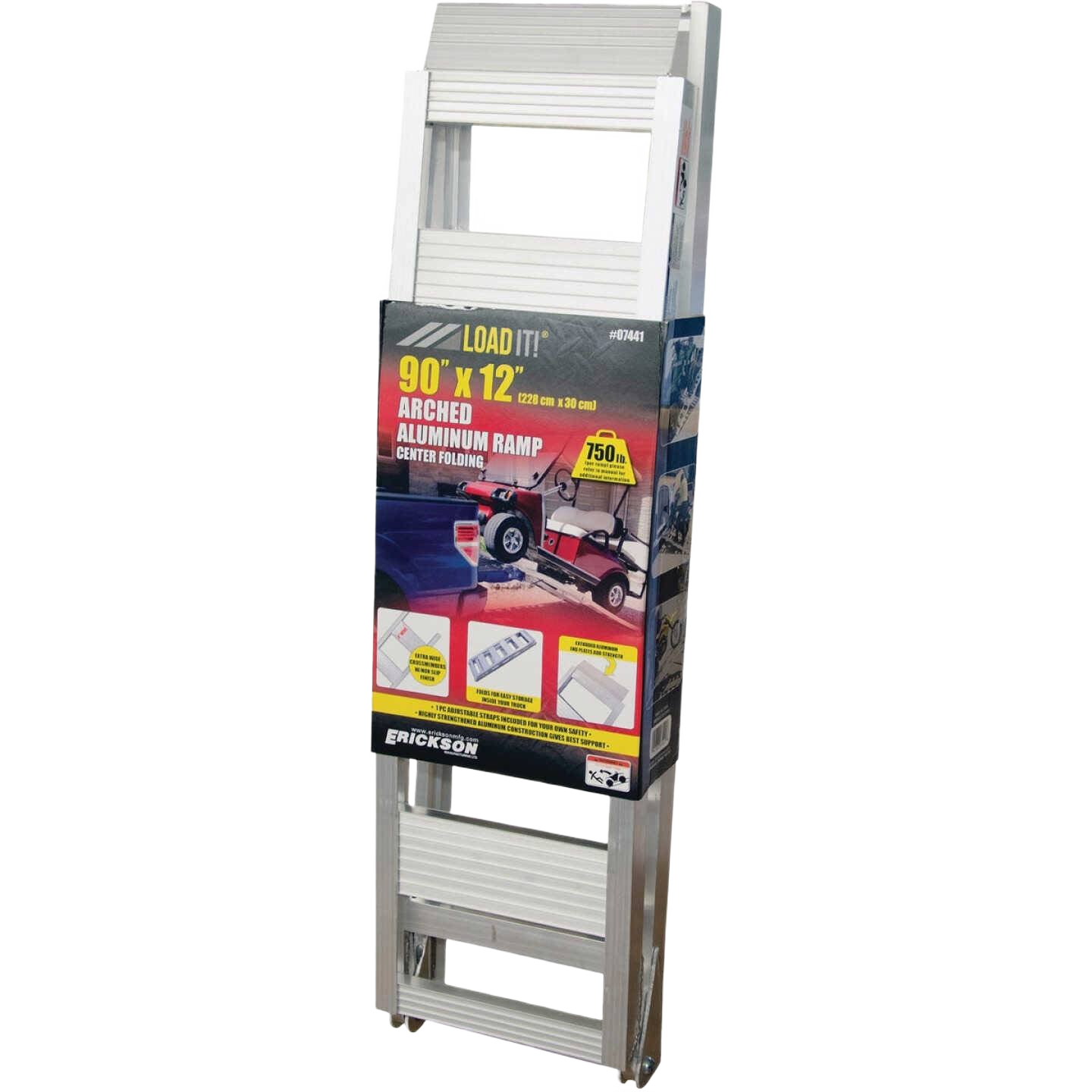 Arched aluminum folding ramp with center fold for loading equipment included in tool and power tool accessories collections