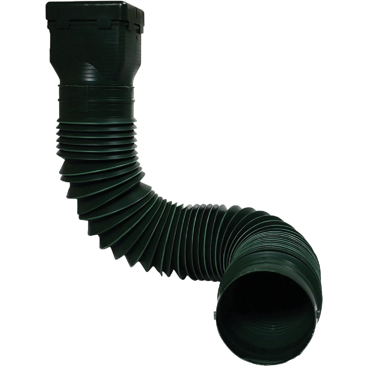 Green flexible corrugated downspout extension for home improvement and outdoor water drainage projects
