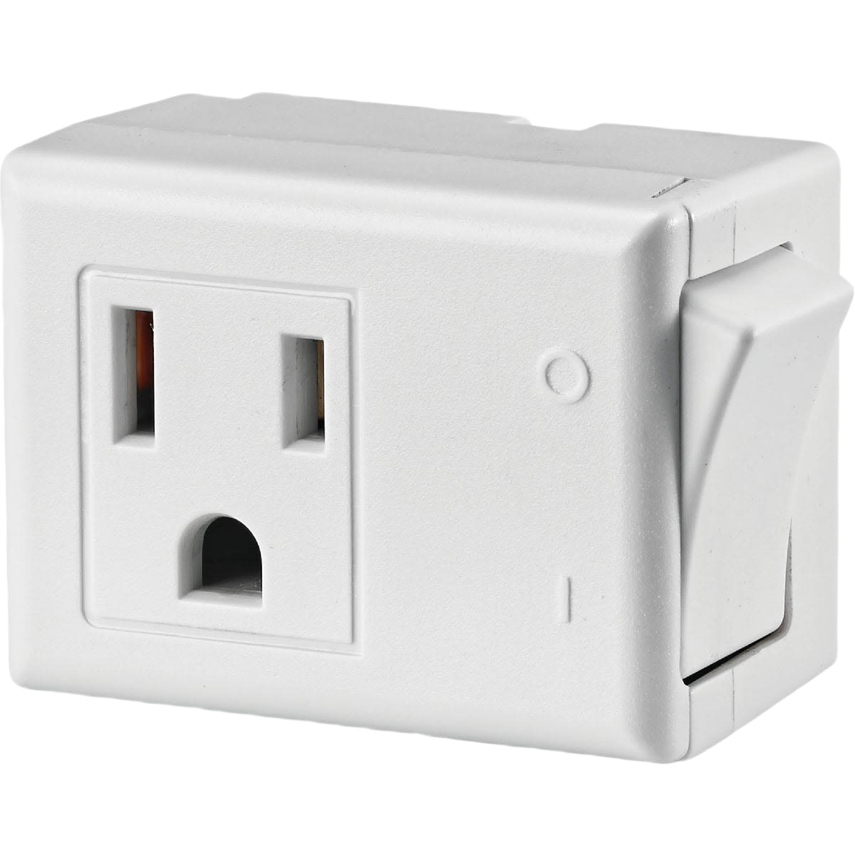 White grounded plug-in switch with on/off lever for controlling 3-prong devices in electrical and home improvement collections under $50