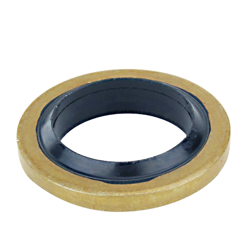 Round sealing washer with metal outer ring and black rubber inner ring for automotive and John Deere equipment maintenance