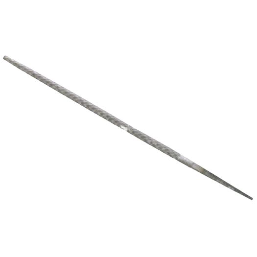Tapered round metal file without handle, used for shaping and smoothing in tools and home improvement tasks