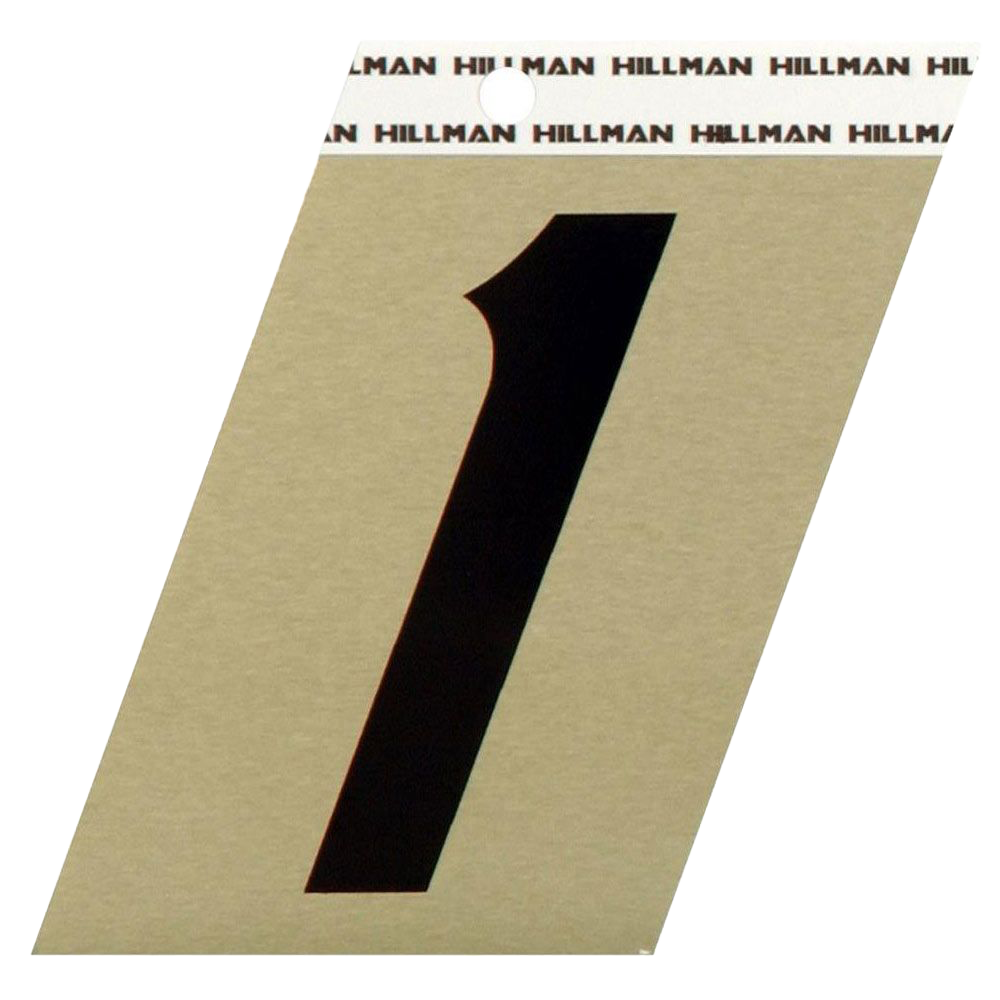 Hillman Adhesive Angle-Cut House Number 1 Black and Gold (3")