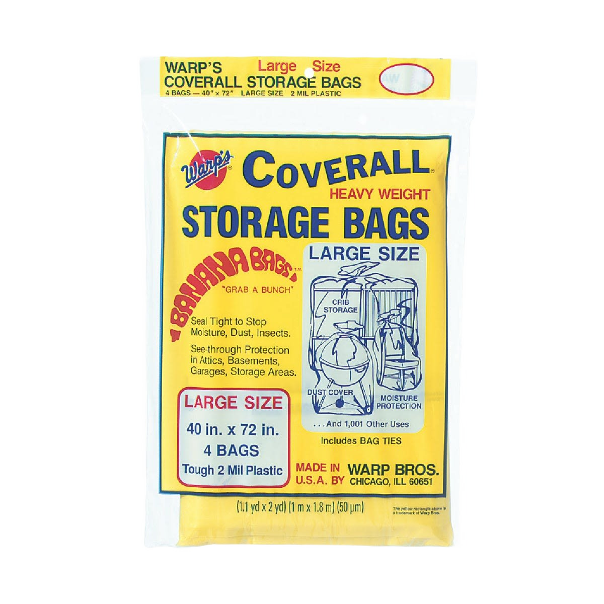 Set of four large, heavyweight clear storage bags for tools and home improvement, with moisture and dust protection