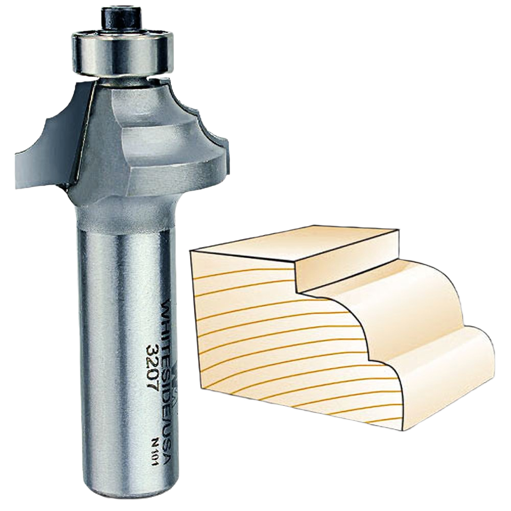 Carbide-tipped double round router bit for decorative wood edging in power tool and drill bit accessories collections