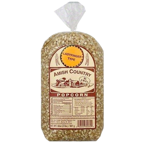 2 lb. bag of Amish Country Ladyfinger popcorn kernels for chips and snacks in food and beverage collections under $50