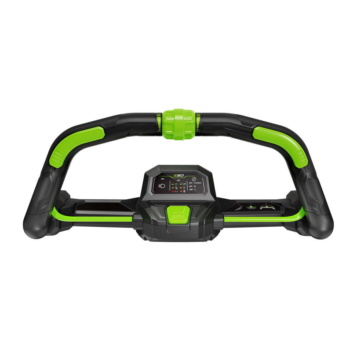 Handlebar with control panel and green grips for cordless lawn mower home improvement tool kit