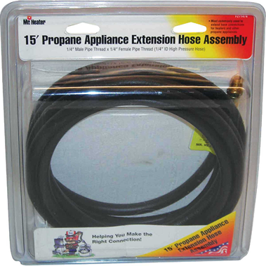 15-foot propane appliance extension hose assembly with metal fittings for home improvement and outdoor use
