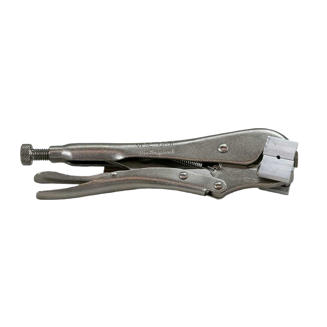 Metal cable gripping pliers with adjustable screw and locking handle for secure hold in tools and home improvement tasks