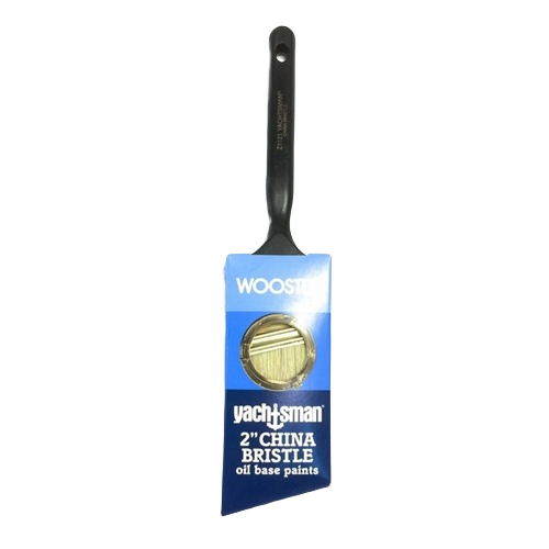 Wooster angle sash brush with white China bristle and black handle for smooth oil-based paint application