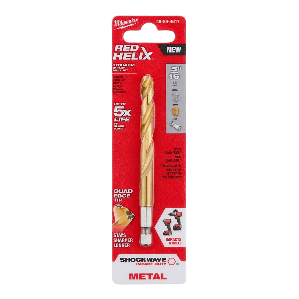 5/16 inch titanium drill bit with QUAD EDGE tip for durable, precise drilling in power tool accessories and home improvement tools