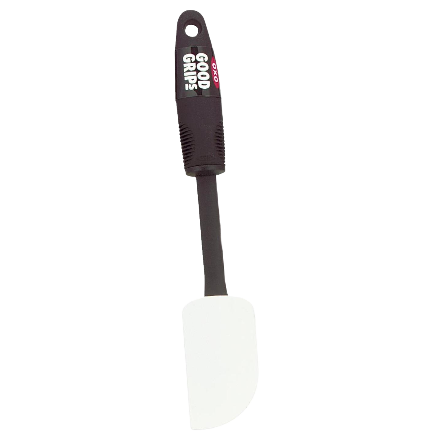 Medium-sized silicone spatula with black ergonomic handle for kitchen utensils and cooking tools collections
