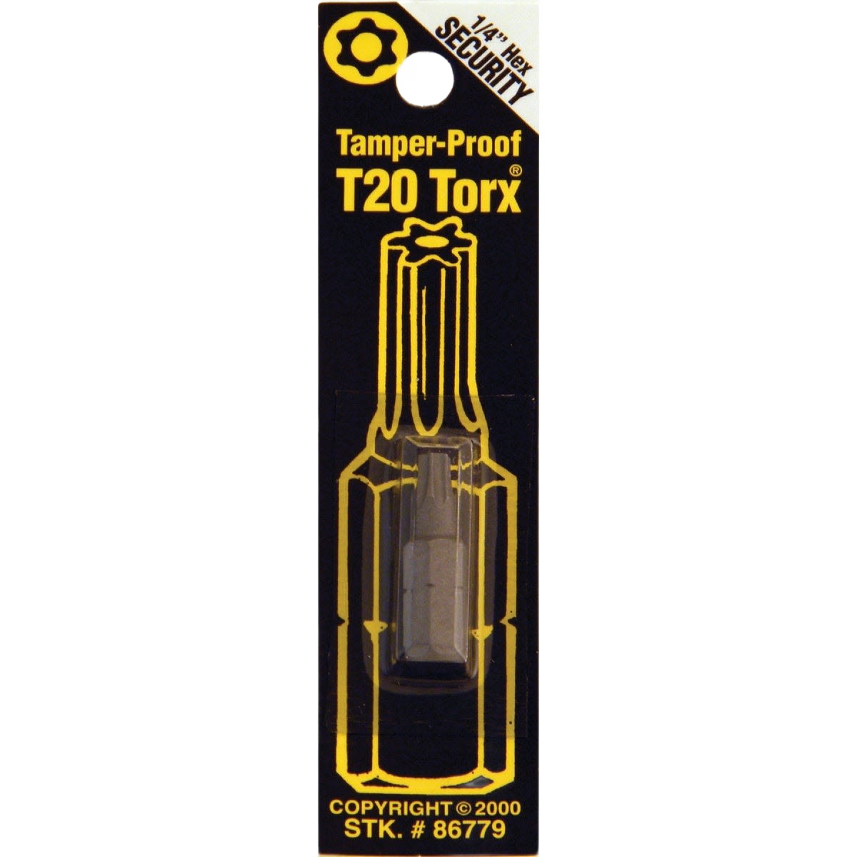 Tamper-proof T20 Torx security bit made from durable S2 steel in tool accessories and drill bits collections under $50