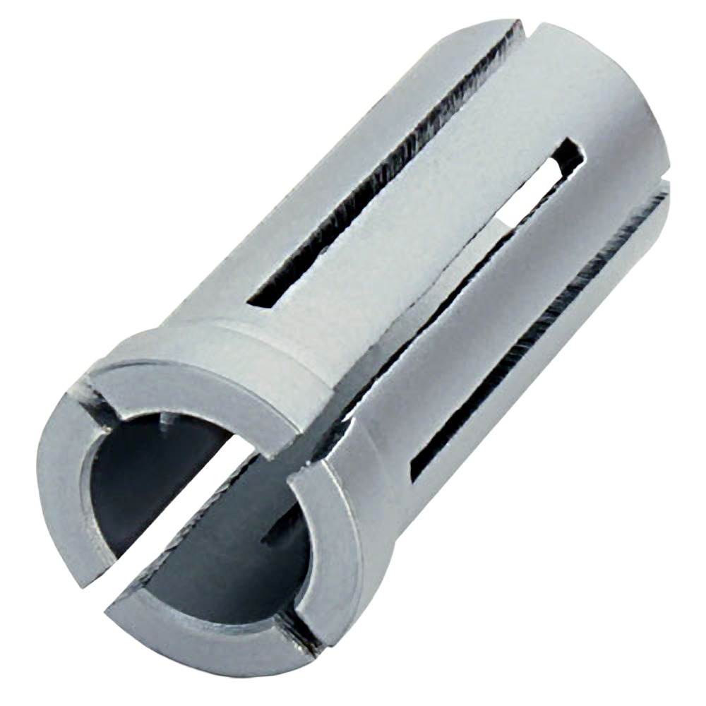 Steel collet reducer designed for router bits with 3/8 inch shank, part of tool accessories and power tool collections