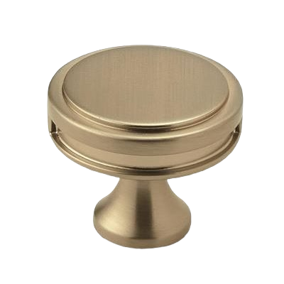 Golden champagne finish cabinet knob with smooth rounded top, designed for home improvement and furniture upgrades