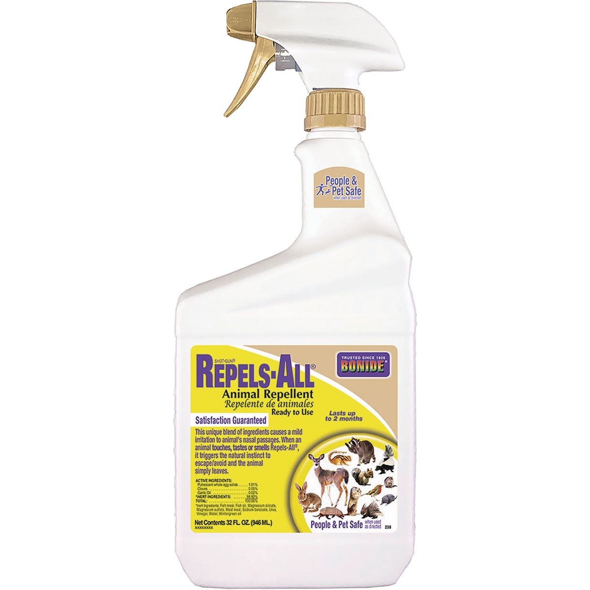 One-quart spray bottle of Bonide animal repellent for lawn and garden pest control under fifty dollars