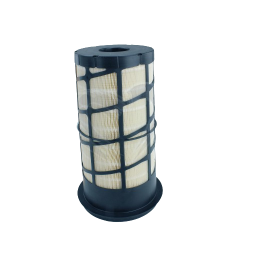 Cylindrical primary air filter element with black plastic frame for John Deere parts and lubricants collections