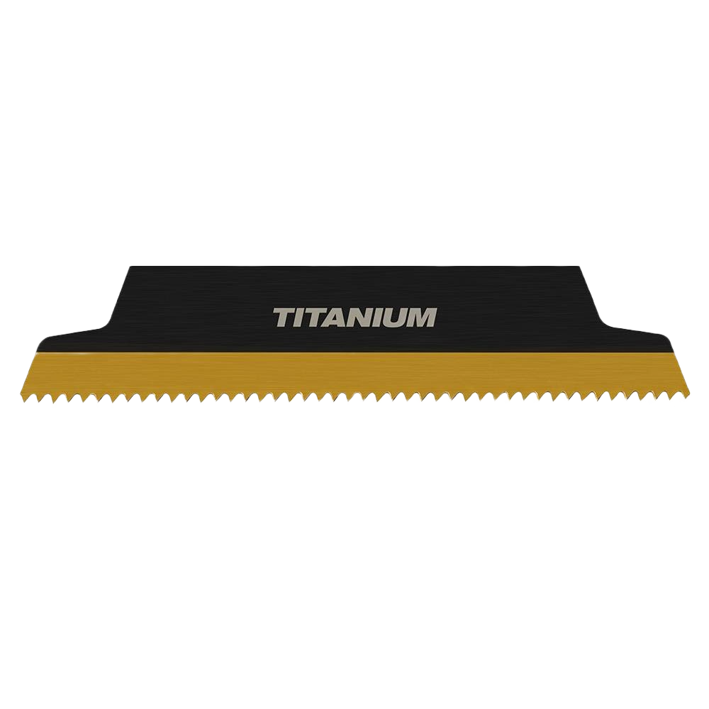 Titanium-edged bi-metal saw blade with fine teeth for cutting various materials in tools and home improvement projects