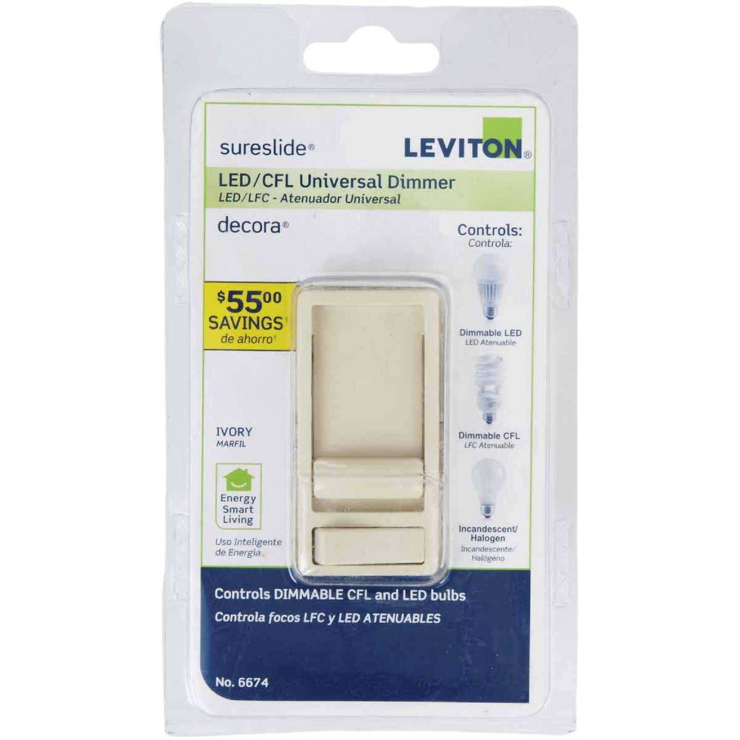 Ivory-colored universal slide dimmer switch compatible with LED, CFL, incandescent bulbs for home improvement tools