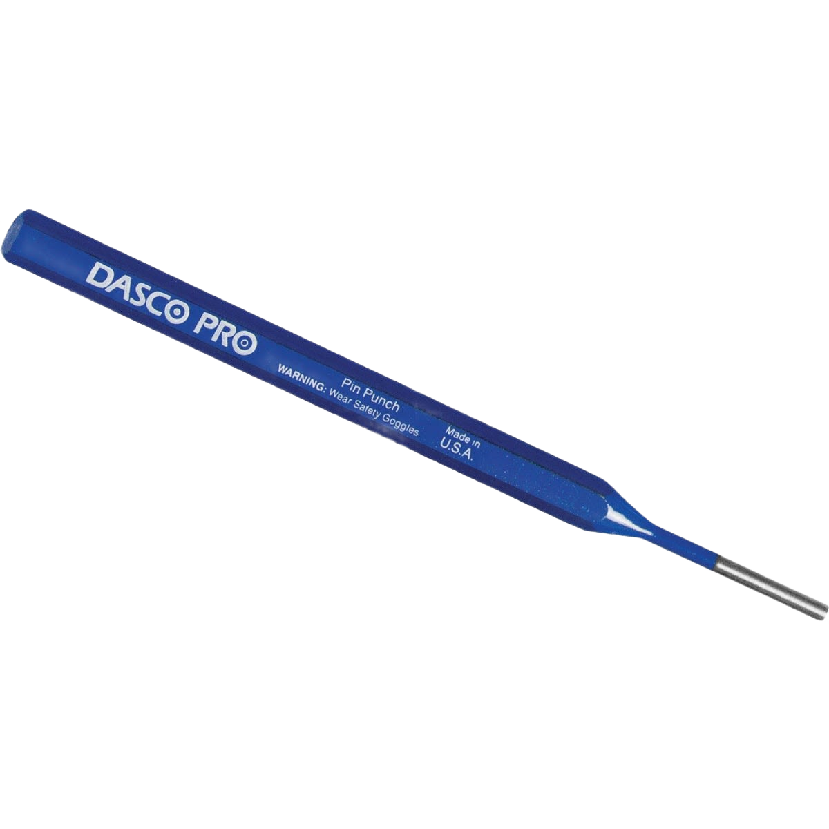 Blue alloy steel pin punch tool with ergonomic grip for precise pin removal in home improvement tasks