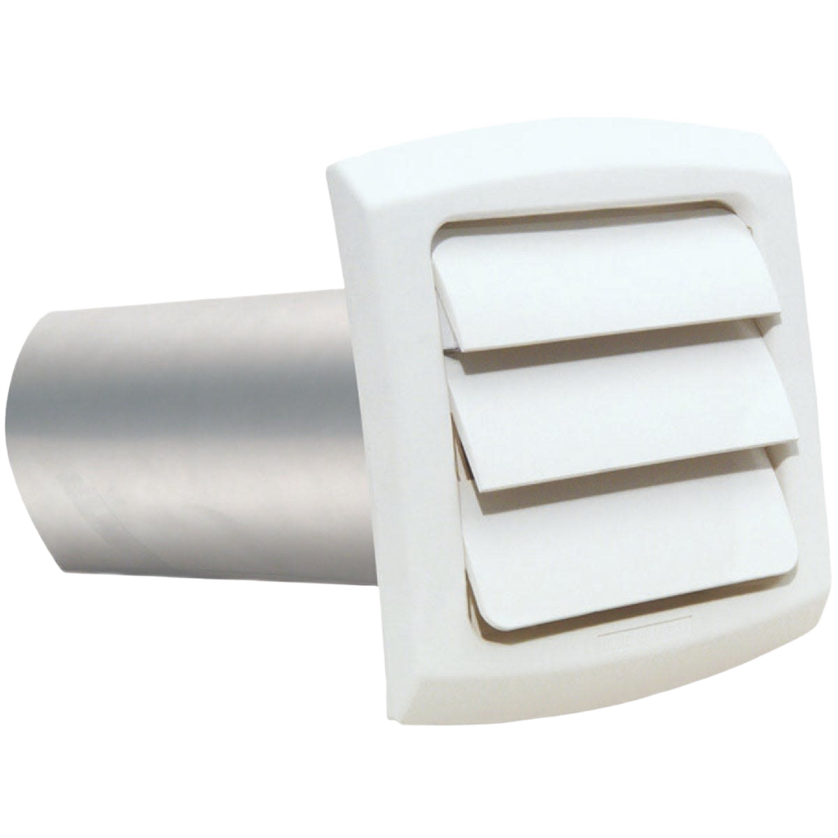 White louvered dryer vent hood with metal duct attachment for improved airflow in home improvement projects