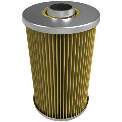 Cylindrical fuel filter element with metal ends and pleated filter material for John Deere parts and lubricants