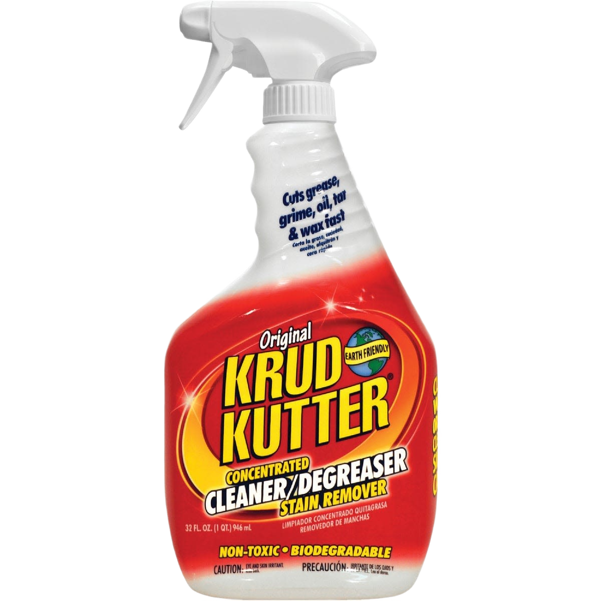 Red and yellow spray bottle of concentrated cleaner and degreaser for cleaning supplies in home improvement tools collections