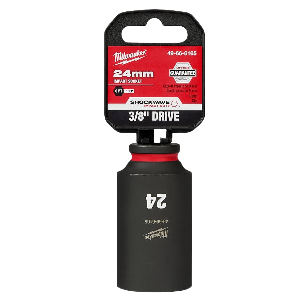 24-mm deep impact socket with 3/8" drive and 6-point design for heavy-duty hand tool applications under $50 collections