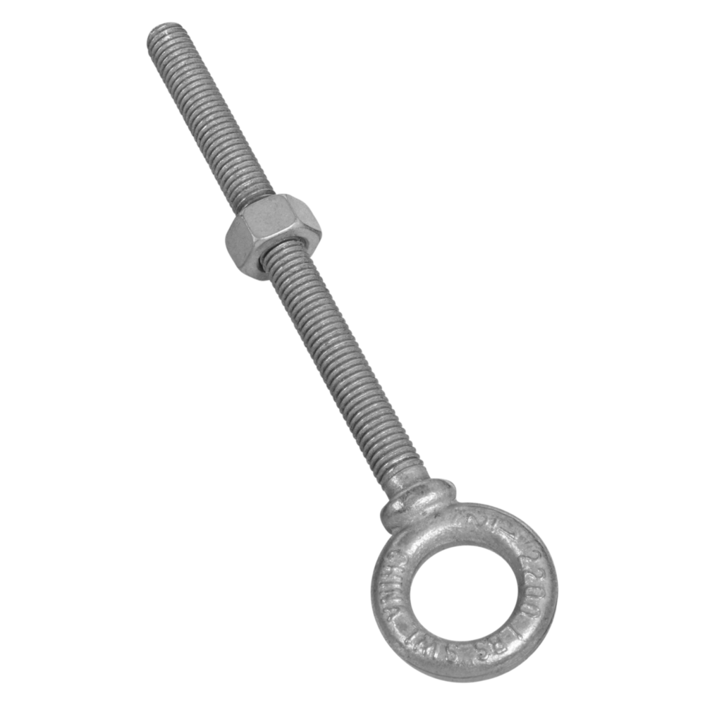 Galvanized steel eye bolt with threaded shaft and locking nut for hardware, fasteners, and home improvement projects under $50 collections