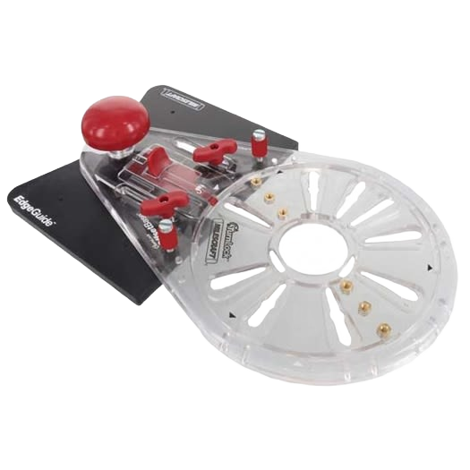 Clear plastic woodworking edge and mortise guide with red adjustment knobs for precise home improvement projects under $100