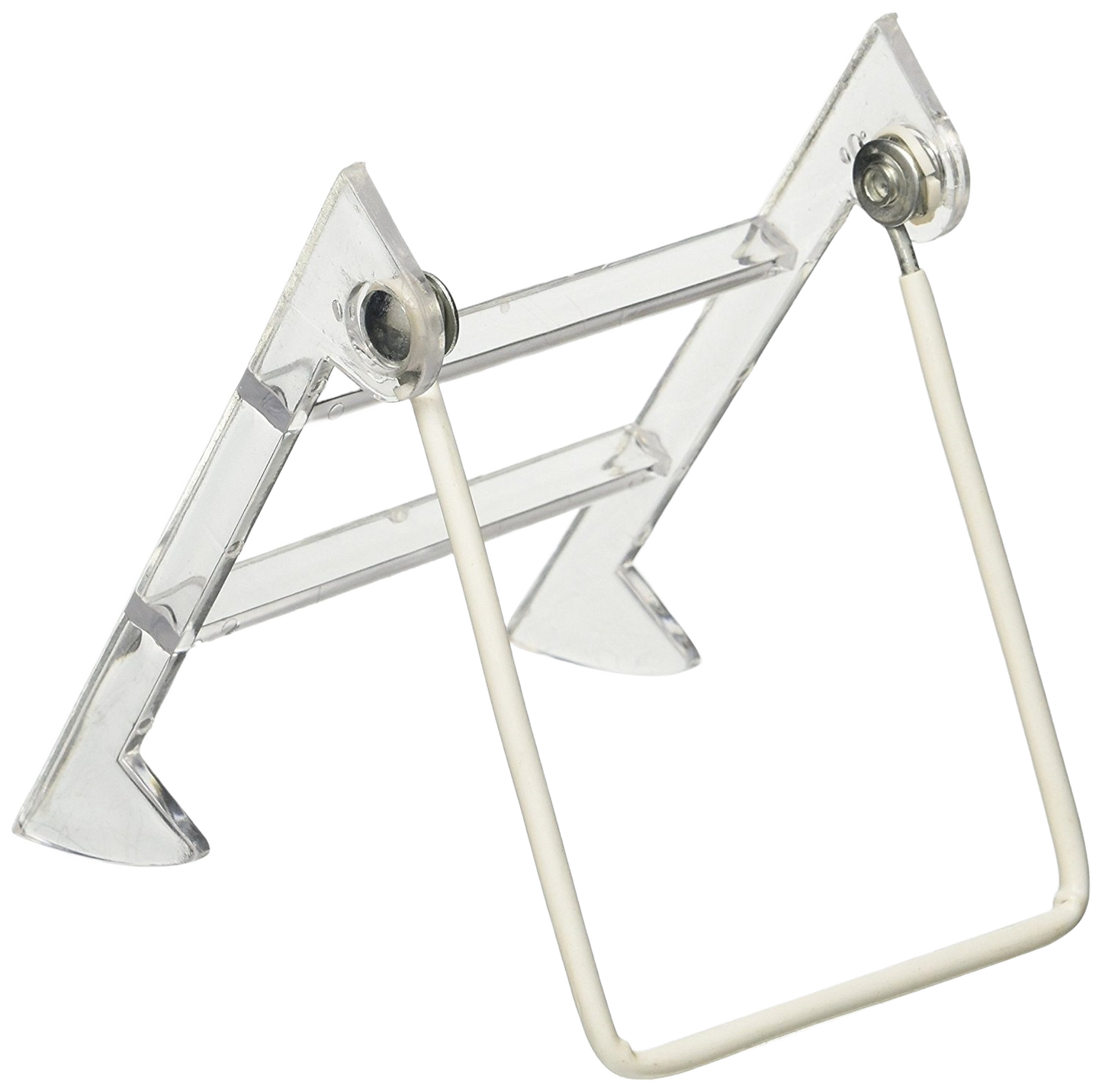 Clear medium-sized adjustable wire easel with sturdy frame for displaying art or photos in home improvement settings