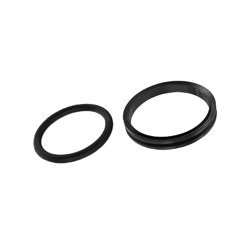 Two black rubber sealing rings designed for hydraulic cylinder rod maintenance and repair tasks