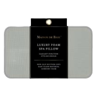 Grey foam bath pillow designed for comfort and support with anti-slip texture for spa and home use