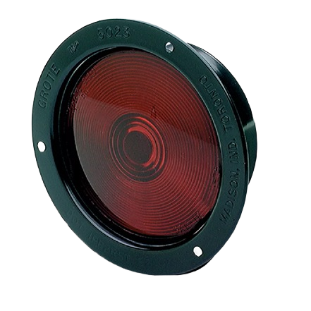 Round red flush mount stop, turn, and tail light with black bezel for automotive and towing applications under $50