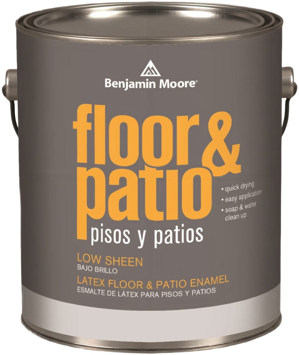 One gallon can of Benjamin Moore low sheen latex floor and patio enamel paint in platinum gray tintable base