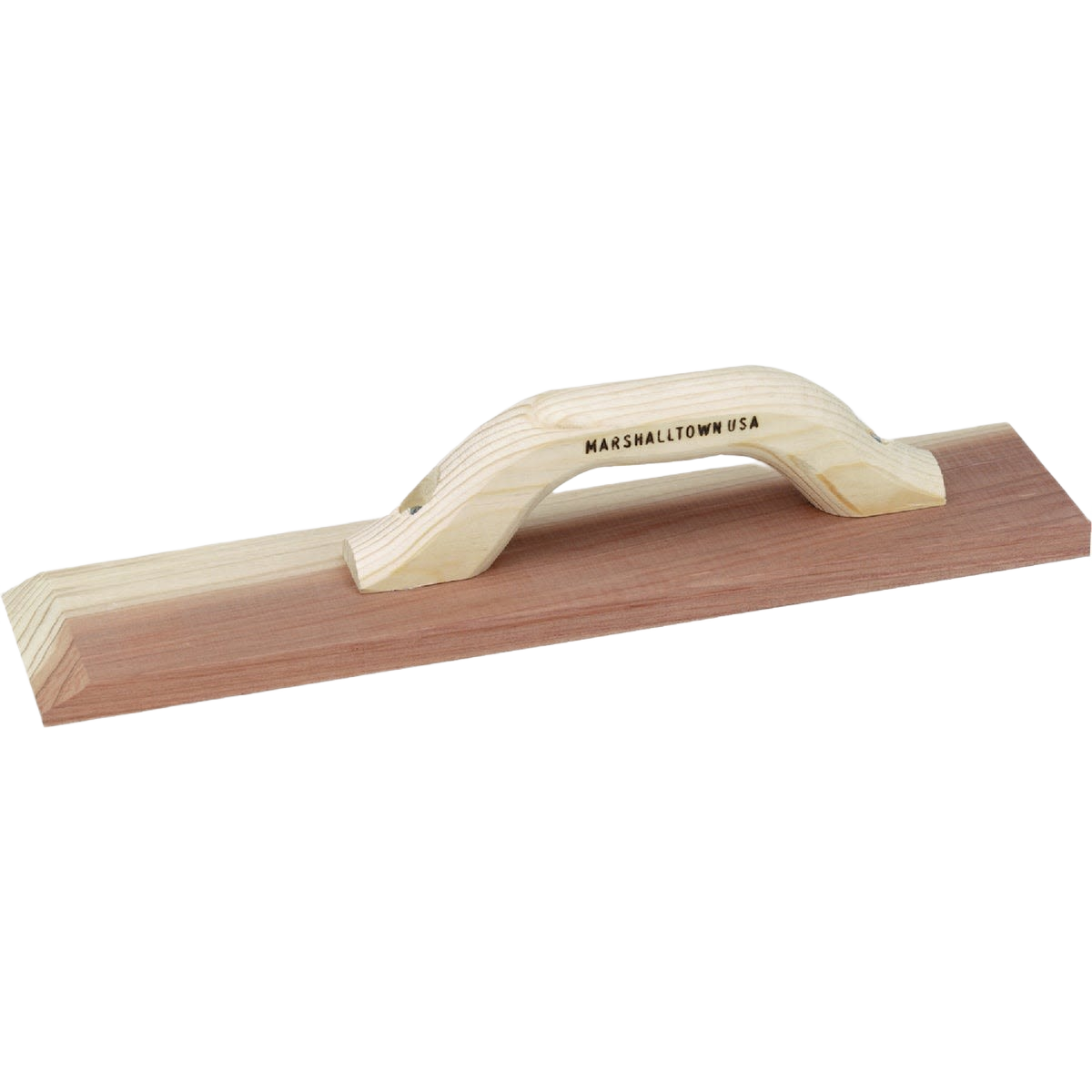 Wood hand float with natural finish and ergonomic handle designed for smoothing surfaces in home improvement tasks