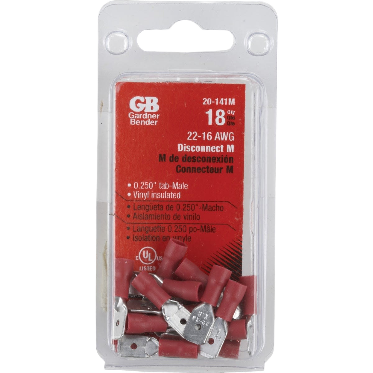 Package of red vinyl-insulated male disconnect electrical connectors in under $50 and Electrical collections