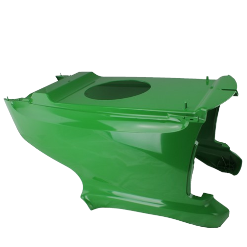 Glossy green lower hood component designed for John Deere equipment in tools and home improvement applications