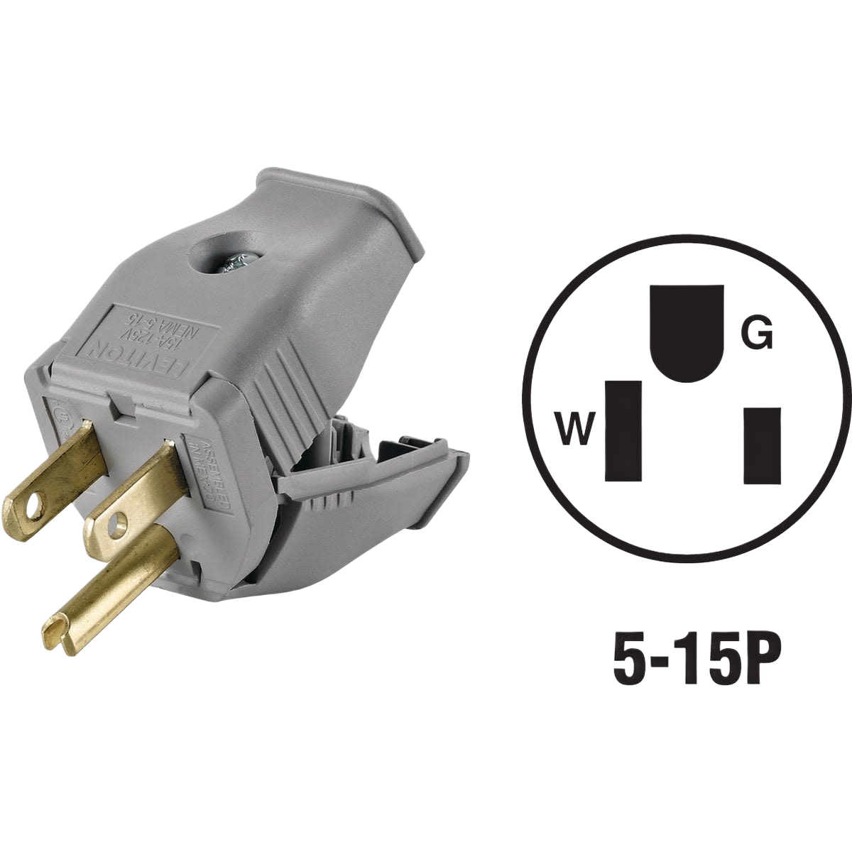 Gray clamp tight cord plug with three brass prongs for electrical wiring and home improvement under $50 collection