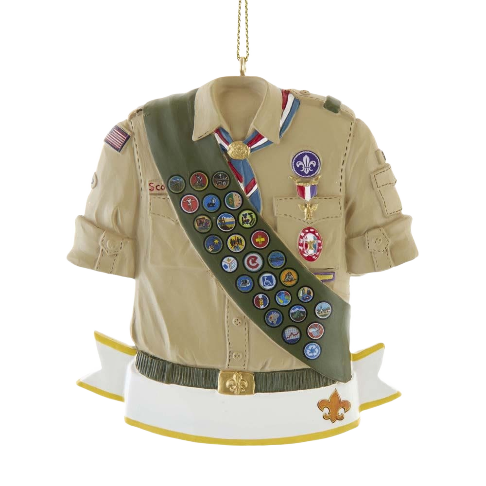 Ornate Eagle Scout shirt ornament with merit badges and medals for Christmas Ornaments & Tree Decorations collection