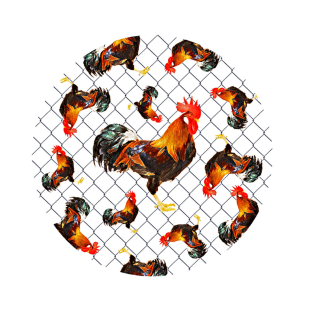 Round jar opener with colorful rooster pattern on chicken wire design for kitchen gadgets and tools collections
