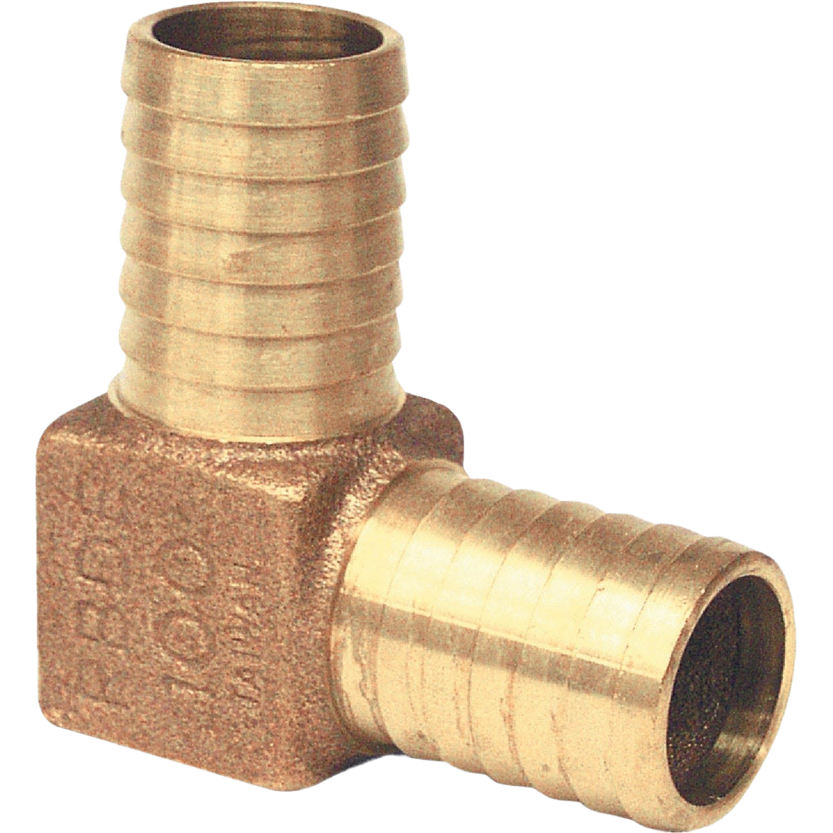 Brass 90-degree barbed elbow fitting for polyethylene pipes, ideal for plumbing and home improvement under $50