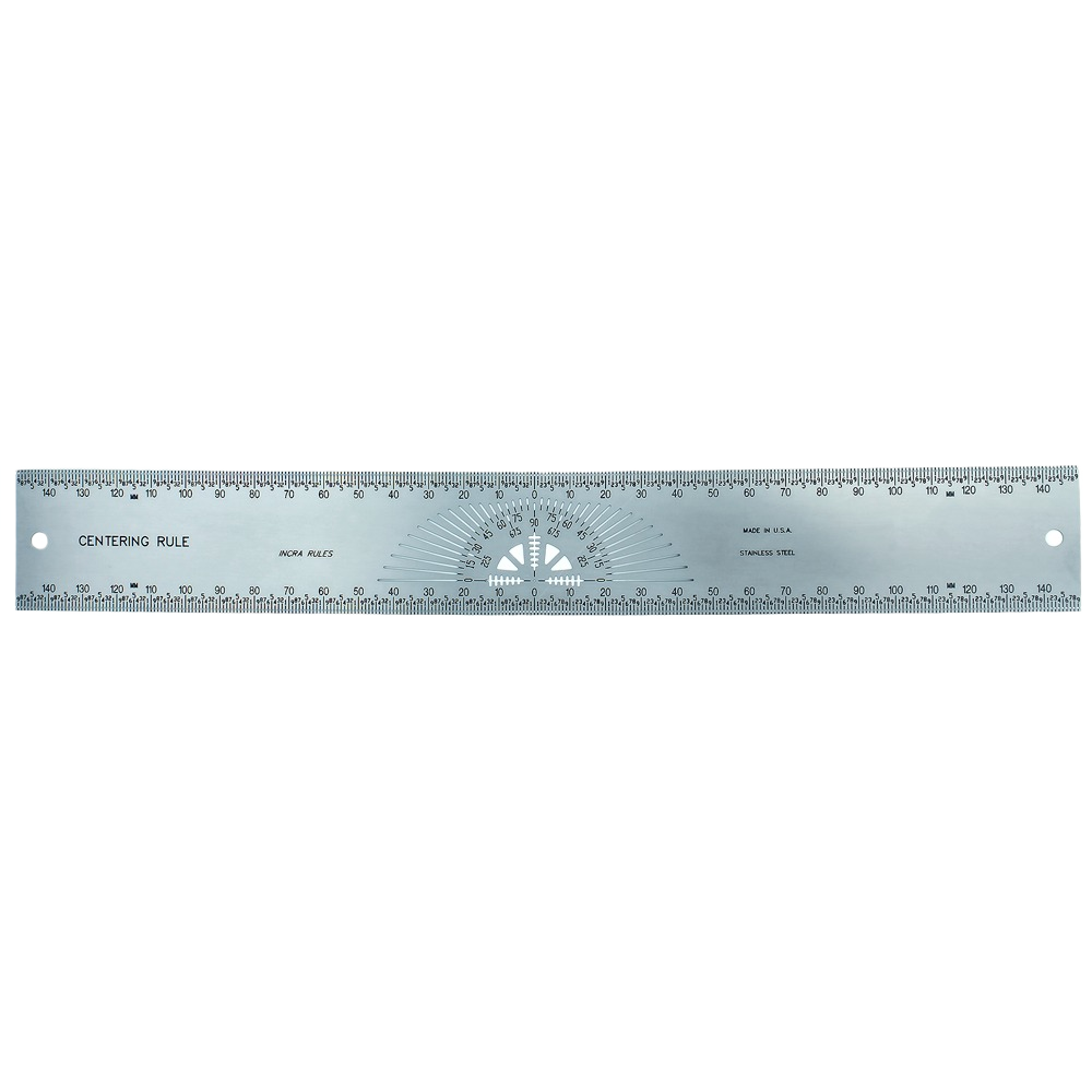 Metal centering rule with metric measurements and precision markings for woodworking and measuring tools under $50.