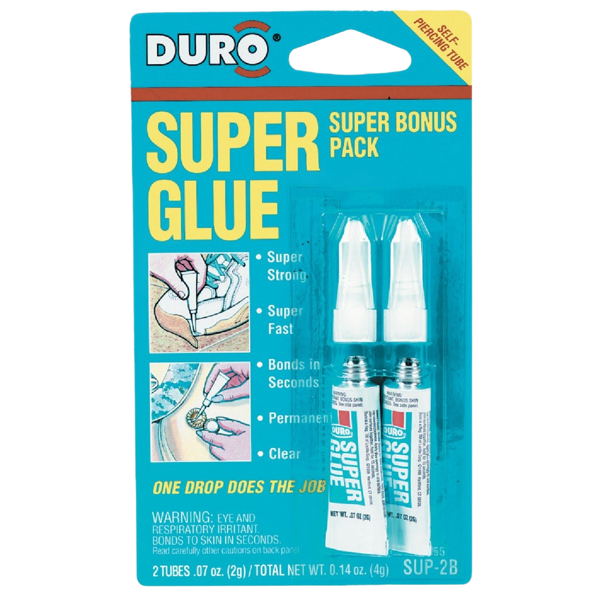 Duro liquid super glue 2-pack with fast bonding, clear drying adhesive for home improvement and glue supplies collections