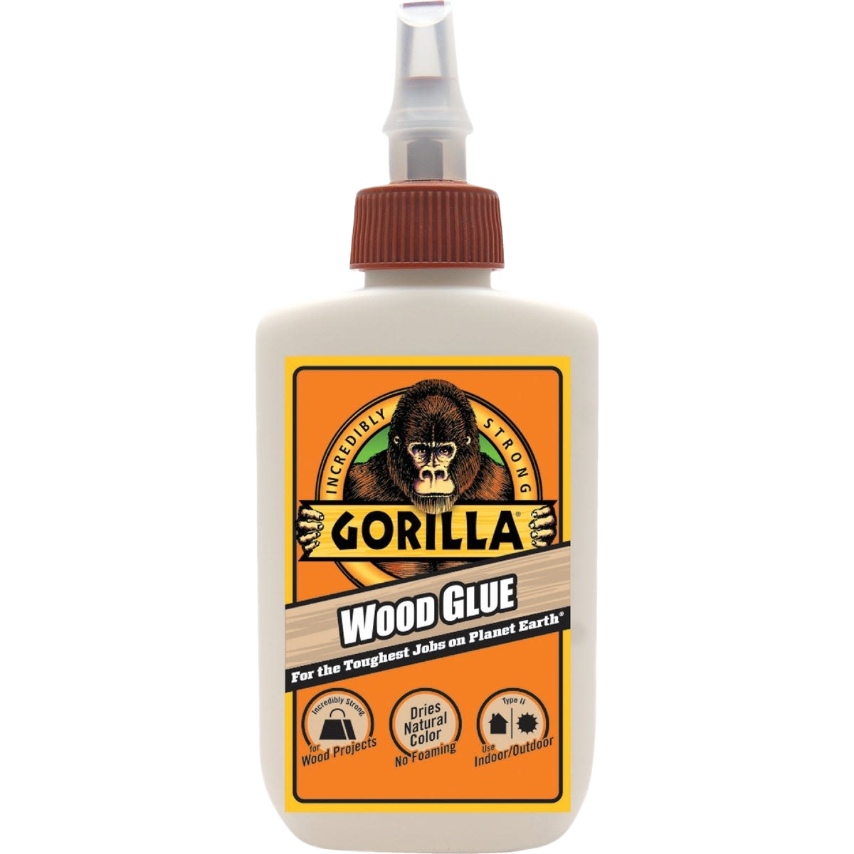 4 oz. bottle of Gorilla wood glue with precise applicator tip for woodworking and home improvement projects