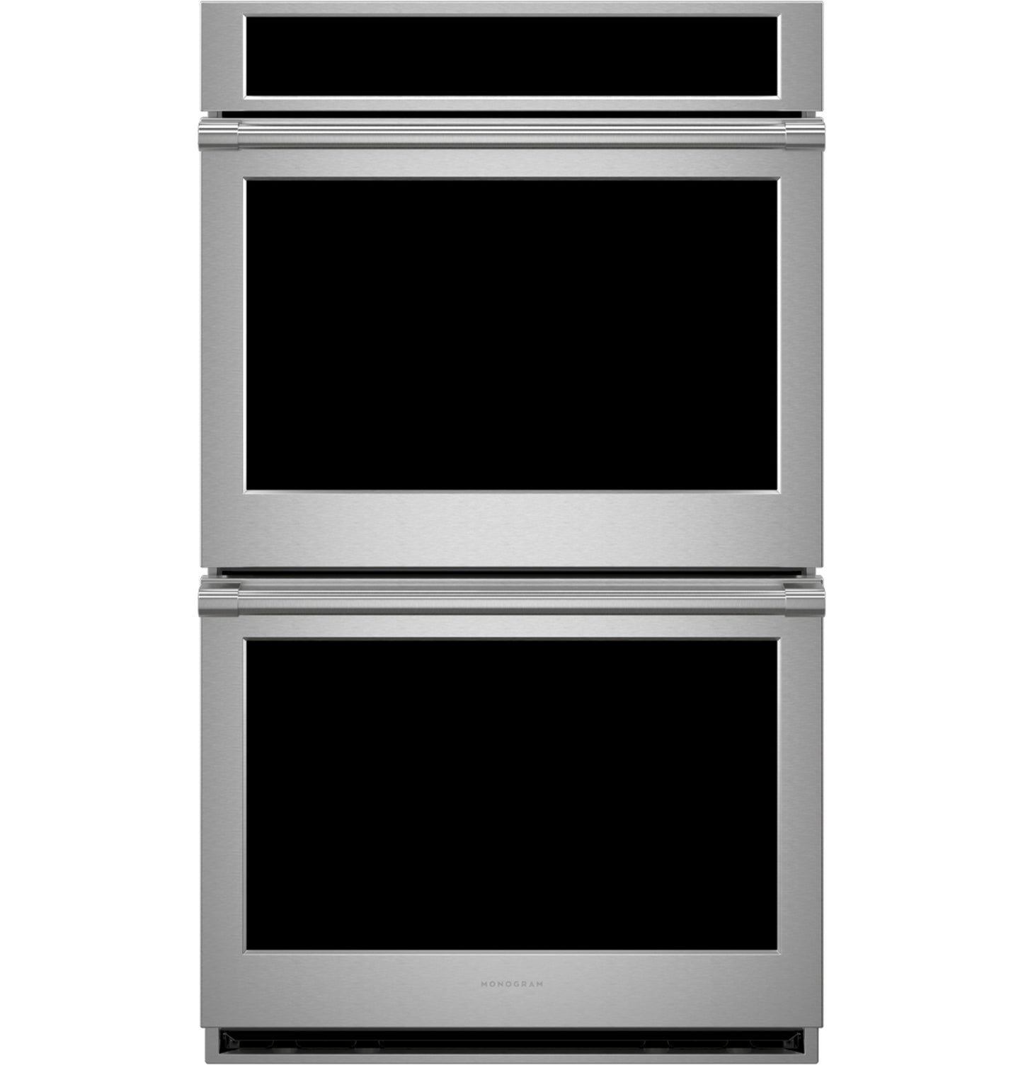 Stainless steel double wall oven with sleek design and digital display for kitchen and home improvement collections