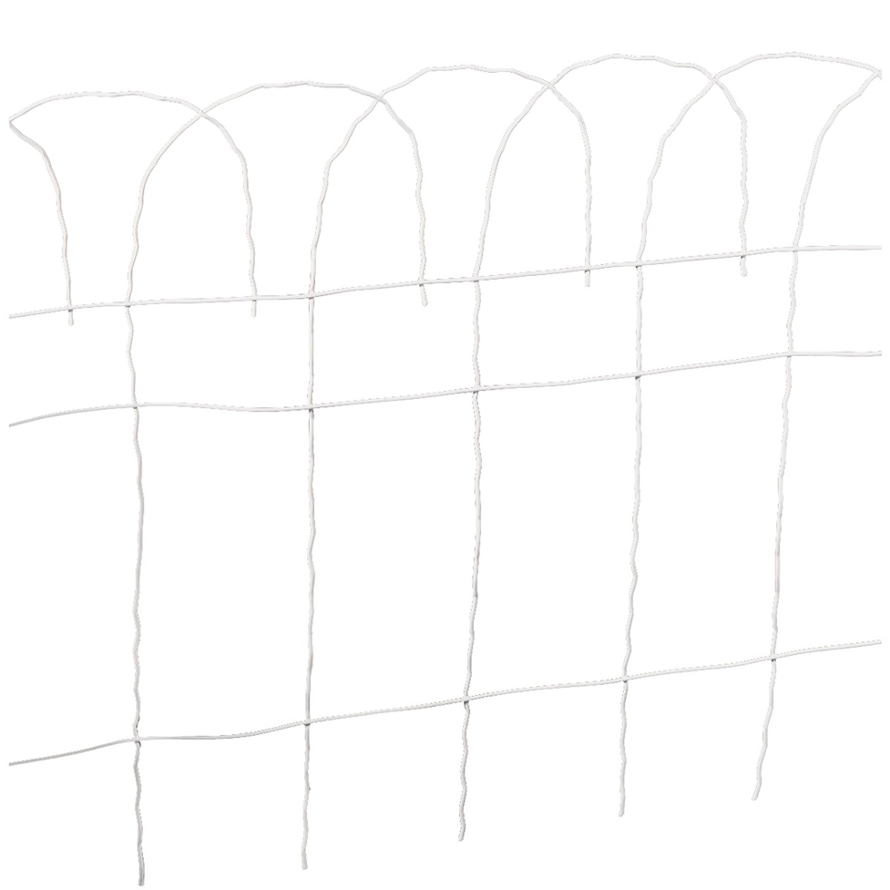 Galvanized wire garden border fence panel with curved decorative top for landscaping and garden edging projects