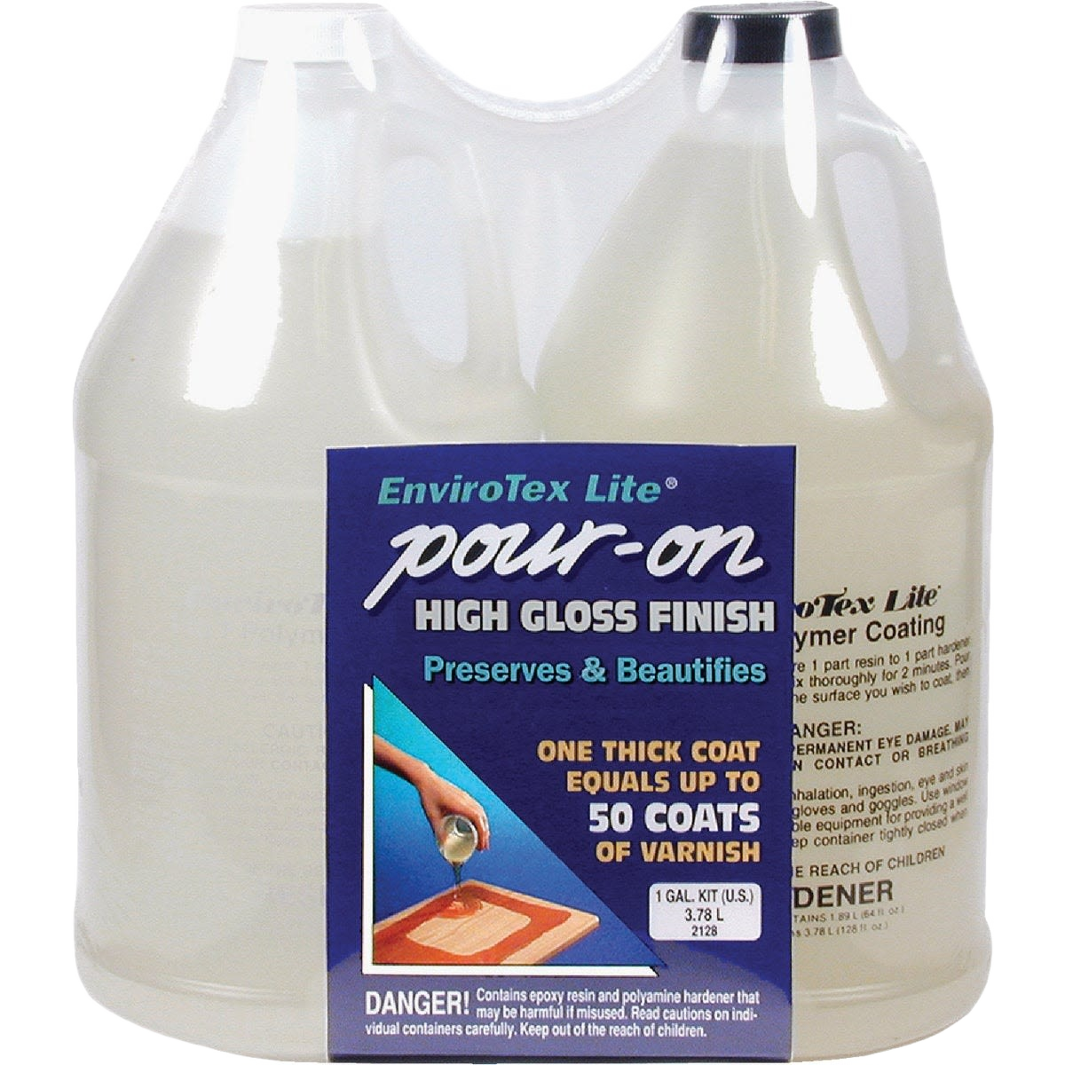 Clear two-part pour-on high gloss finish for wood sealing, finishing, and multipurpose home improvement use under $100 collections