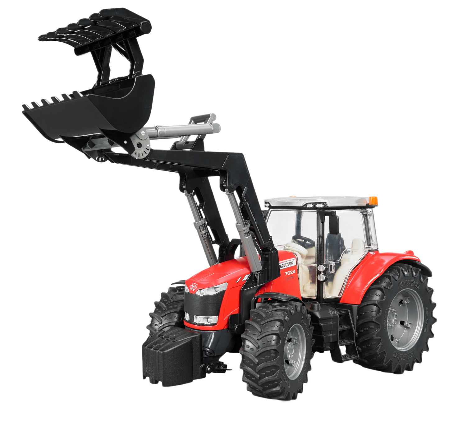Detailed red Bruder tractor toy with frontloader, part of Vehicles & Remote Controlled Toys under $100 collection