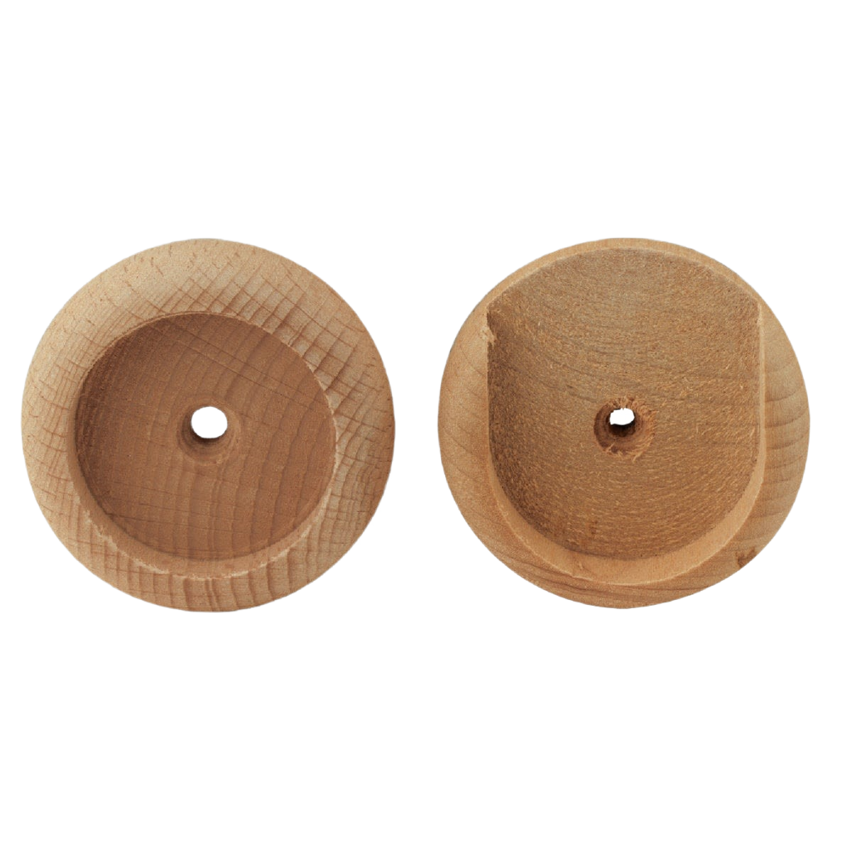 Pair of durable hardwood rod sockets with deep holes for secure rod placement in home improvement and hardware collections