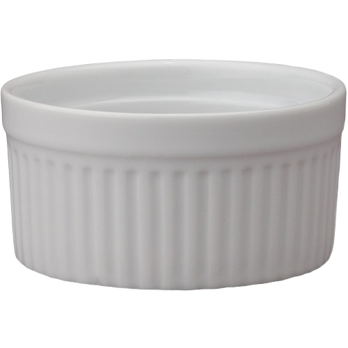 White porcelain ramekin with ribbed sides for baking souffles in kitchenware and tableware collections under $50